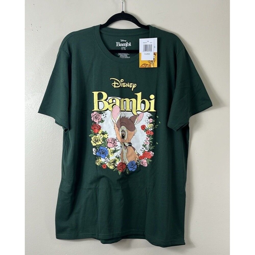 Disney Shirt Adult Large Green Bambi Movie Graphic Print Crewneck Size  XL